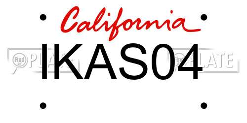 IKAS04 California License Plate