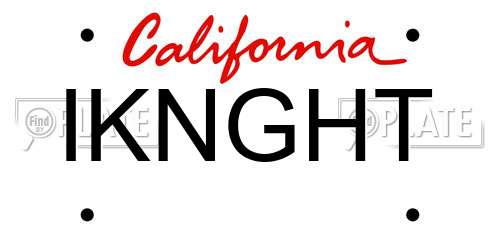IKNGHT California License Plate