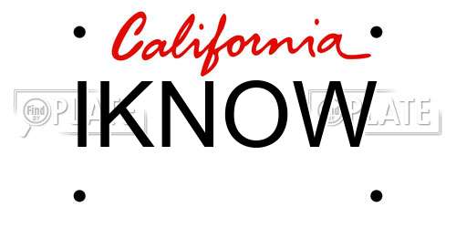 IKNOW California License Plate