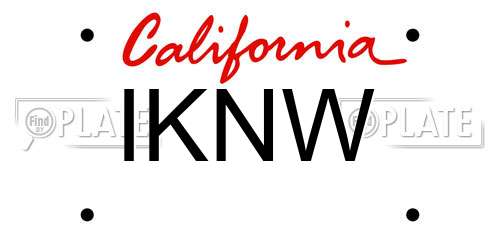 IKNW California License Plate