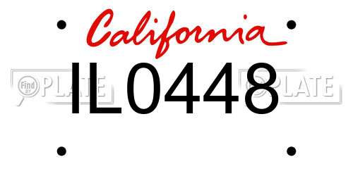 IL0448 California License Plate
