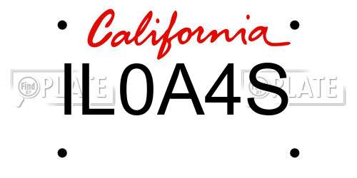 IL0A4S California License Plate
