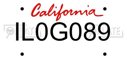 IL0G089 California License Plate