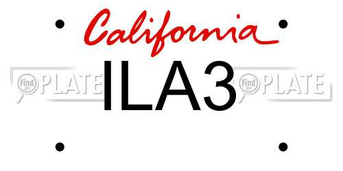 ILA3 California License Plate