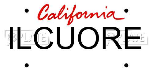 ILCUORE California License Plate