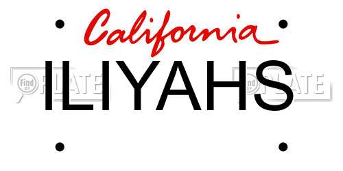ILIYAHS California License Plate
