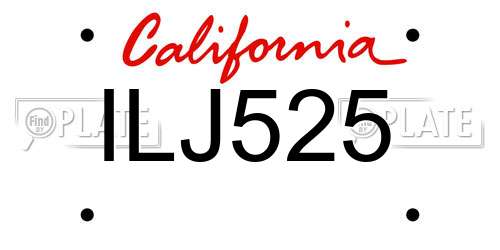 ILJ525 California License Plate