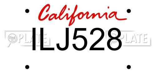 ILJ528 California License Plate