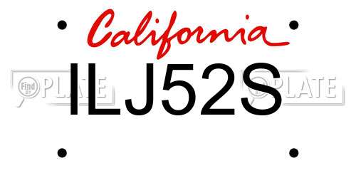 ILJ52S California License Plate