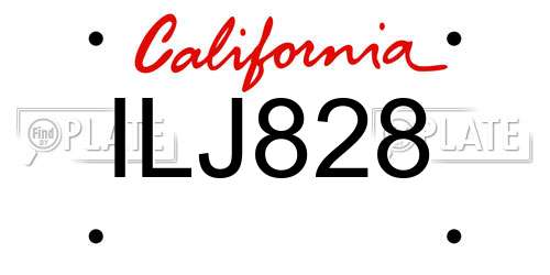 ILJ828 California License Plate