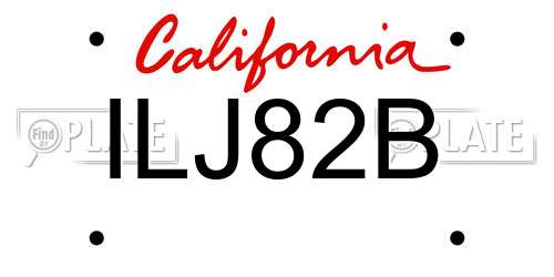 ILJ82B California License Plate