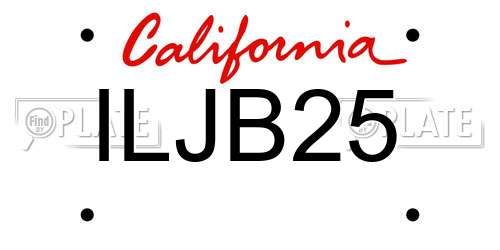 ILJB25 California License Plate