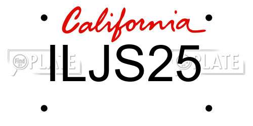 ILJS25 California License Plate