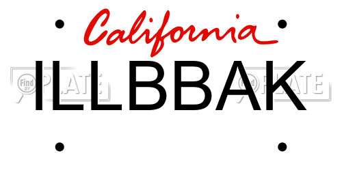 ILLBBAK California License Plate