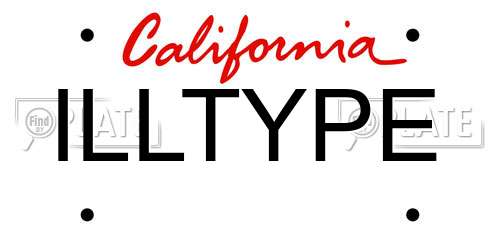 ILLTYPE California License Plate