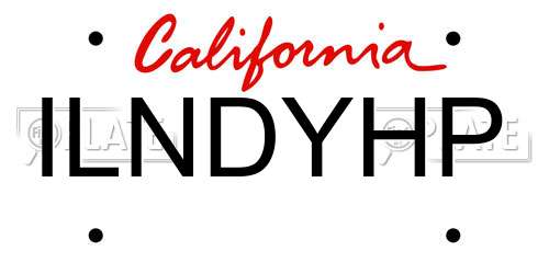 ILNDYHP California License Plate