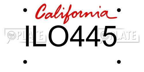ILO445 California License Plate