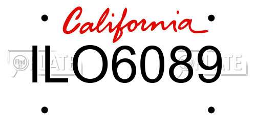 ILO6089 California License Plate