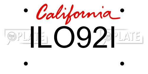 ILO92I California License Plate
