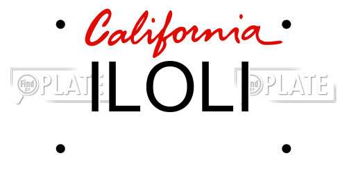 ILOLI California License Plate