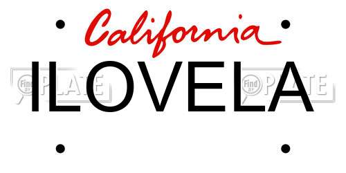 ILOVELA California License Plate