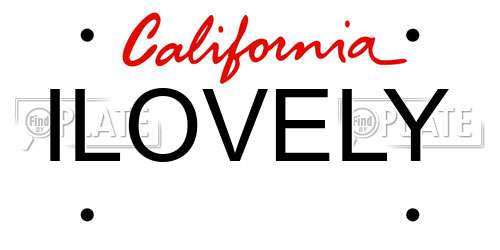ILOVELY California License Plate
