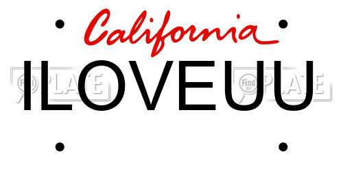 ILOVEUU California License Plate