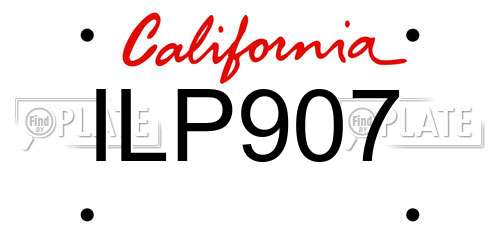 ILP907 California License Plate