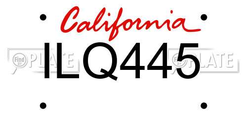 ILQ445 California License Plate