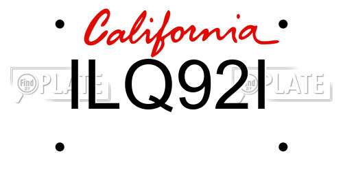 ILQ92I California License Plate