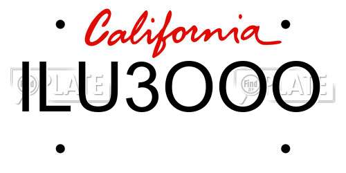 ILU3OOO California License Plate