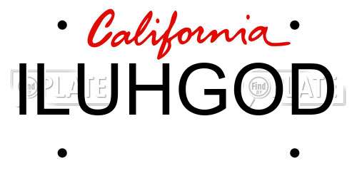 ILUHGOD California License Plate