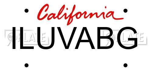 ILUVABG California License Plate