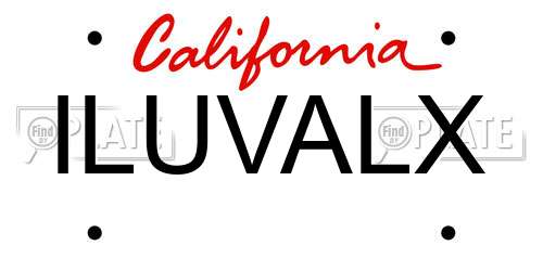 ILUVALX California License Plate
