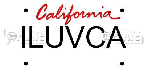 ILUVCA California License Plate