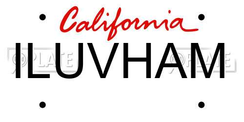ILUVHAM California License Plate
