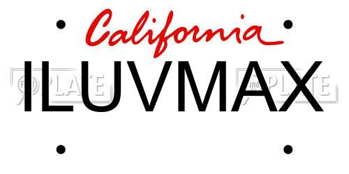 ILUVMAX California License Plate