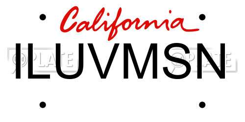 ILUVMSN California License Plate