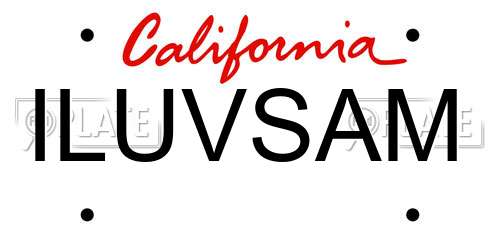 ILUVSAM California License Plate