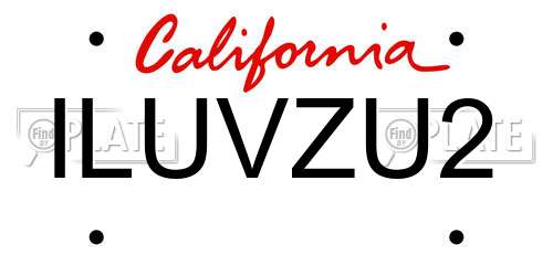 ILUVZU2 California License Plate