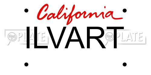 ILVART California License Plate