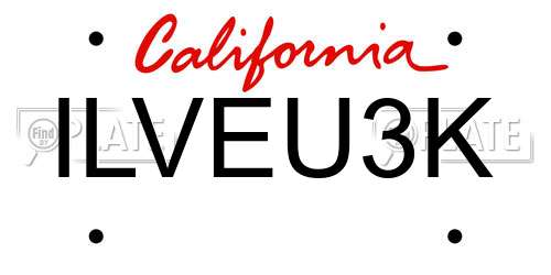 ILVEU3K California License Plate