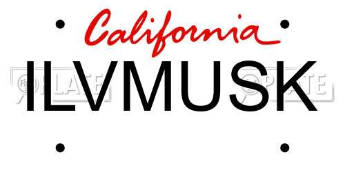 ILVMUSK California License Plate