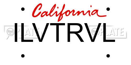 ILVTRVL California License Plate