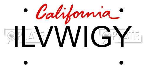 ILVWIGY California License Plate