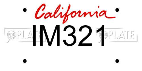 IM321 California License Plate