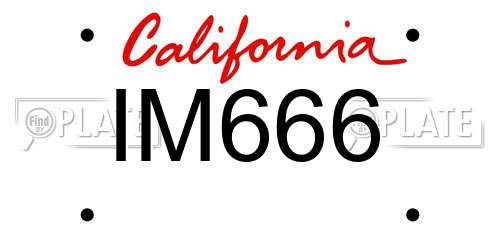 IM666 California License Plate