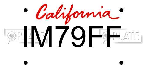 IM79FF California License Plate