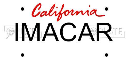 IMACAR California License Plate