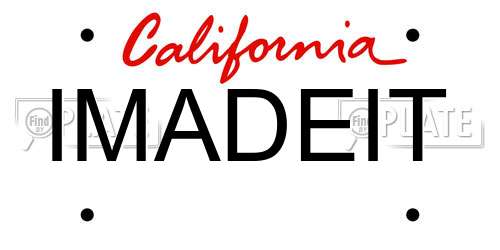 IMADEIT California License Plate